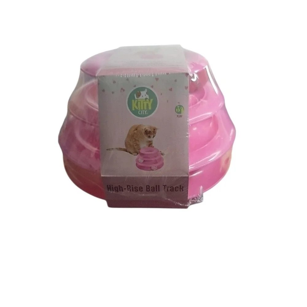 Kitty City High-Rise‎ Ball Track Cat Toy OS Pink NEW Triple Tier Interactive